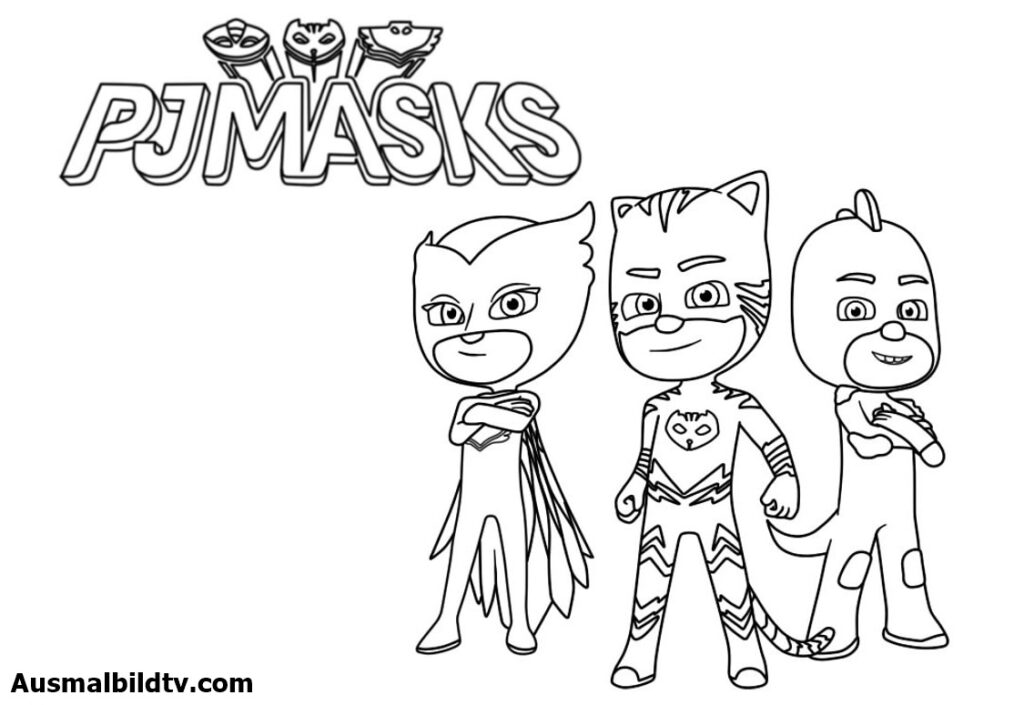 Ausmalbilder PJ Masks - 6 Stück Pyjamahelden Kostenlos als PDF