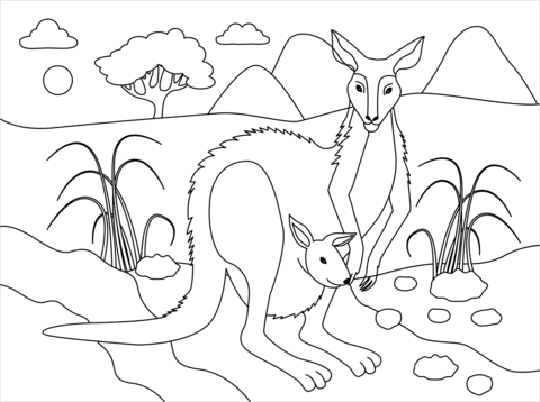 Ausmalbilder Känguru mit Tiere - Best Wahl